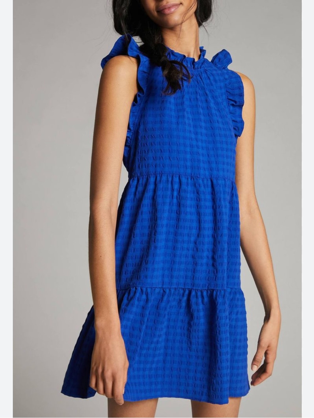 BOGO! Anthropologie Maeve Lida Ruffle Trim Dress Blue Medium
